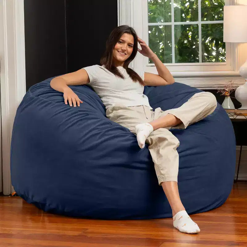 Jaxx 5 Foot Saxx – Grand Pouf Rond pour Adultes – Velours Luxueux