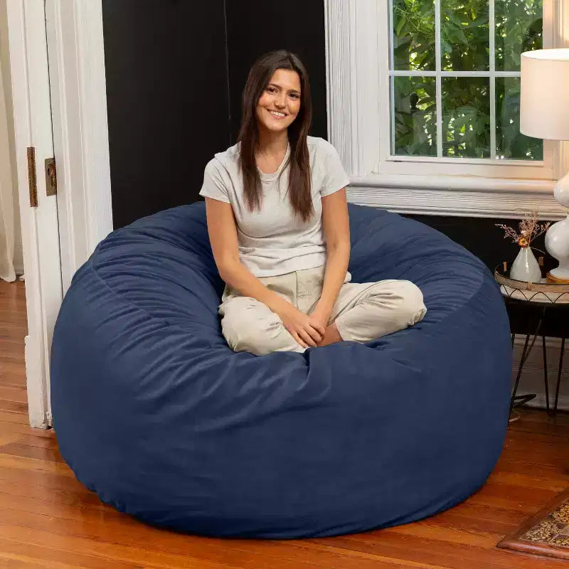 Jaxx 5 Foot Saxx – Grand Pouf Rond pour Adultes – Velours Luxueux
