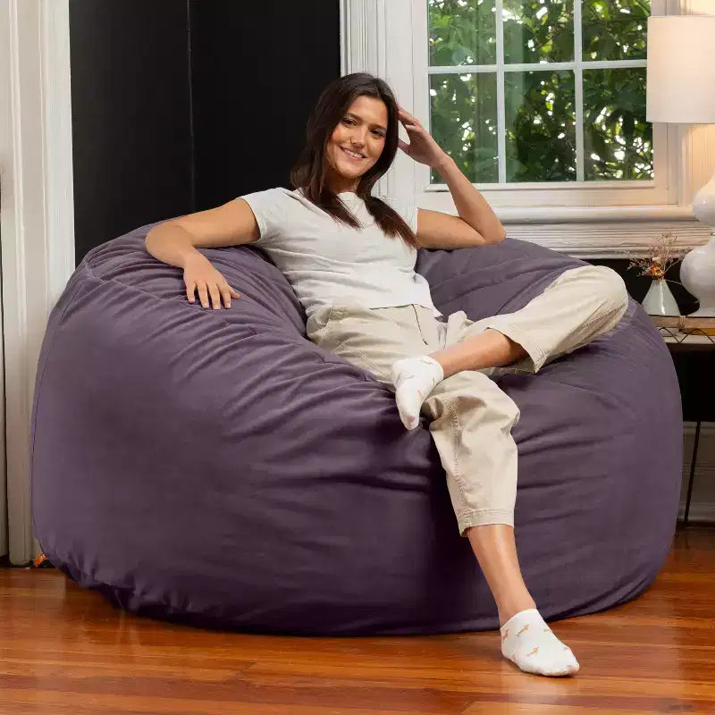 Jaxx 5 Foot Saxx – Grand Pouf Rond pour Adultes – Velours Luxueux