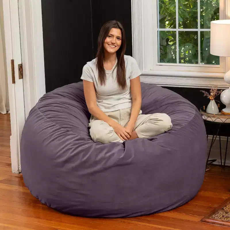 Jaxx 5 Foot Saxx – Grand Pouf Rond pour Adultes – Velours Luxueux