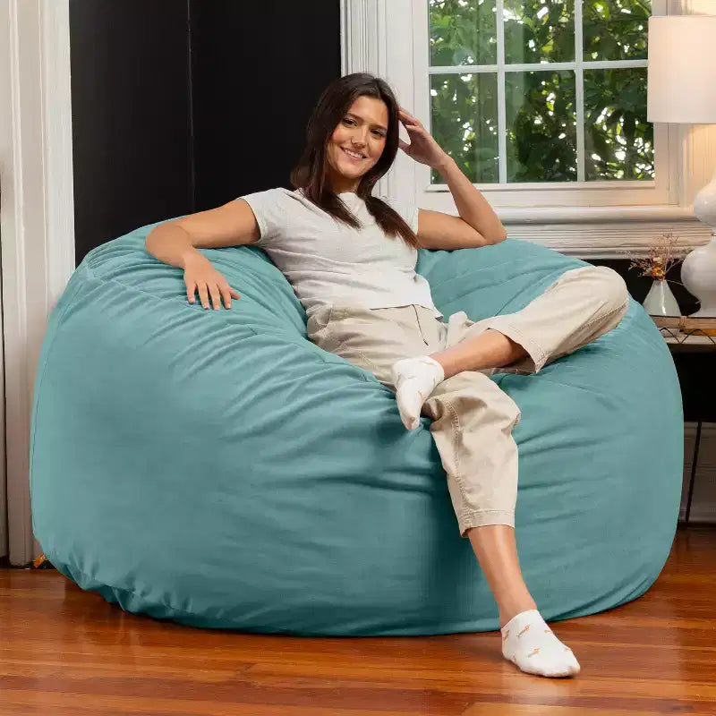 Jaxx 5 Foot Saxx – Grand Pouf Rond pour Adultes – Velours Luxueux