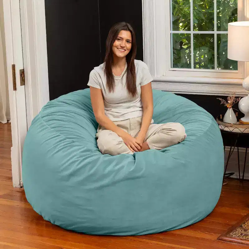 Jaxx 5 Foot Saxx – Grand Pouf Rond pour Adultes – Velours Luxueux