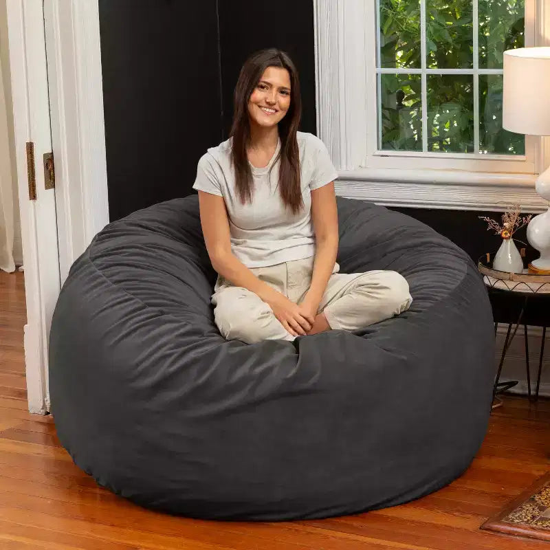 Jaxx 5 Foot Saxx – Grand Pouf Rond pour Adultes – Velours Luxueux