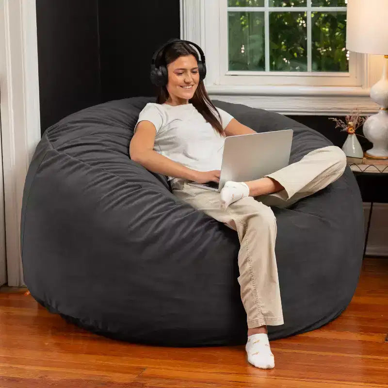 Jaxx 5 Foot Saxx – Grand Pouf Rond pour Adultes – Velours Luxueux