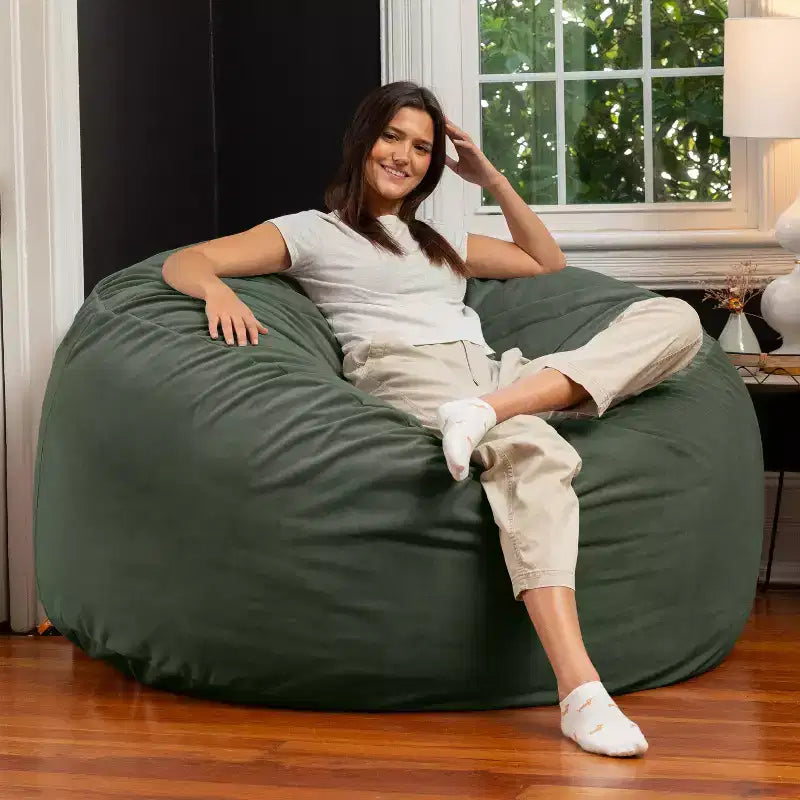 Jaxx 5 Foot Saxx – Grand Pouf Rond pour Adultes – Velours Luxueux