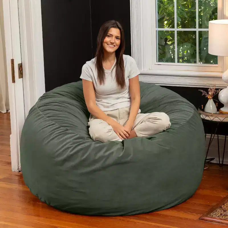 Jaxx 5 Foot Saxx – Grand Pouf Rond pour Adultes – Velours Luxueux