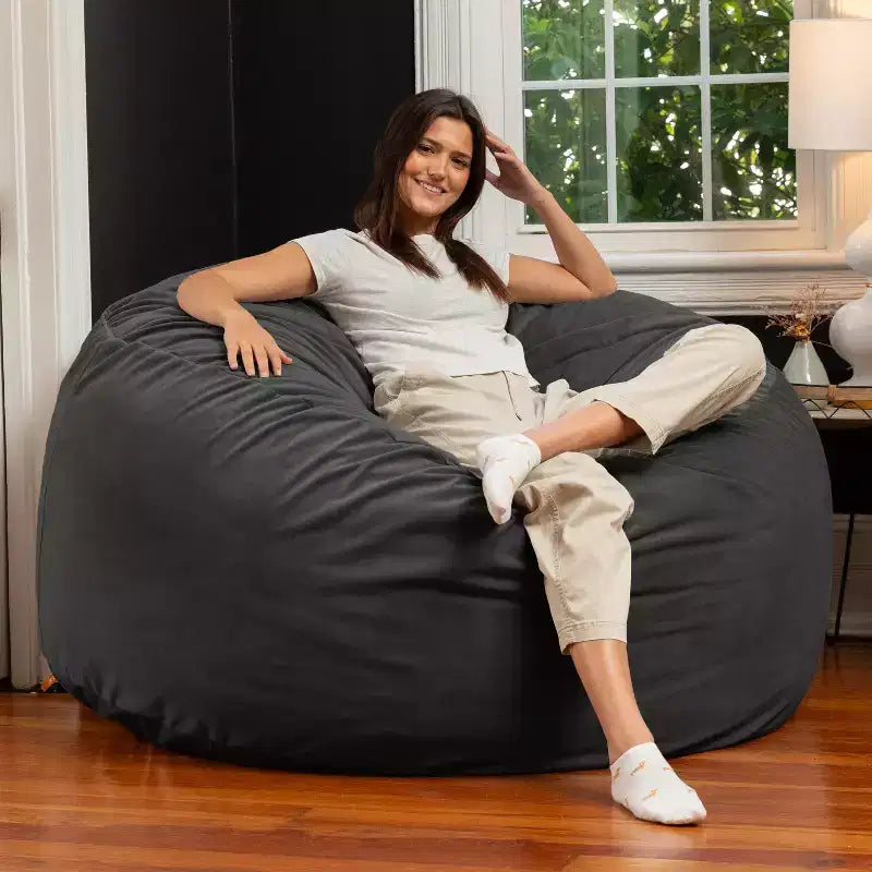 Jaxx 5 Foot Saxx – Grand Pouf Rond pour Adultes – Velours Luxueux