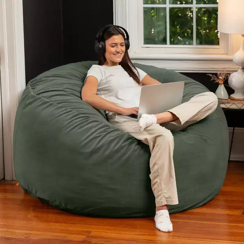 Jaxx 5 Foot Saxx – Grand Pouf Rond pour Adultes – Velours Luxueux