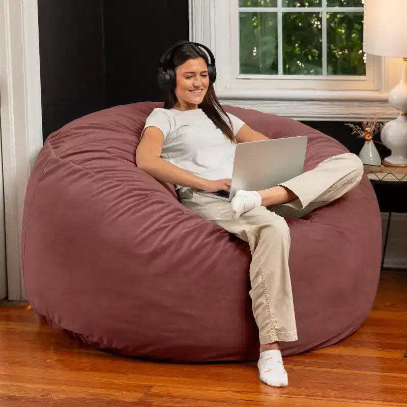 Jaxx 5 Foot Saxx – Grand Pouf Rond pour Adultes – Velours Luxueux