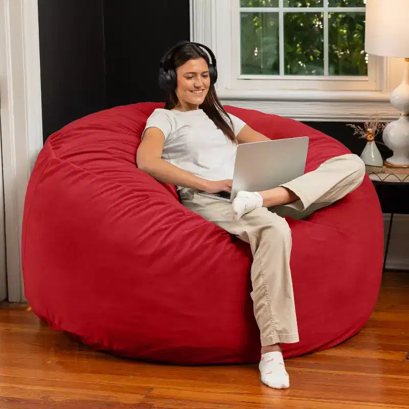 Jaxx 5 Foot Saxx – Grand Pouf Rond pour Adultes – Velours Luxueux