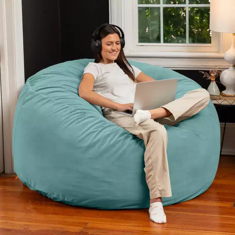 Jaxx 5 Foot Saxx – Grand Pouf Rond pour Adultes – Velours Luxueux