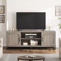 Garvee Farmhouse TV Stand for 75inch, Entertainment Center with Sturdy Metal Leg & Adjustable Shelves, Wooden Media Console for Living Room Bedroom