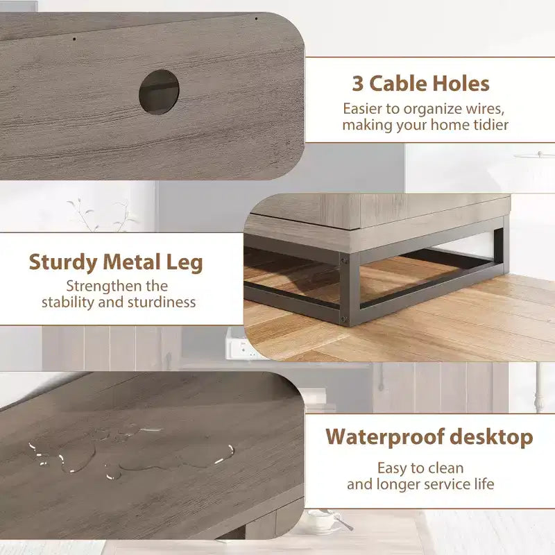Meuble TV de ferme Garvee pour téléviseur de 75 pouces, meuble de divertissement avec pieds métalliques robustes et étagères réglables, console multimédia en bois pour salon et chambre