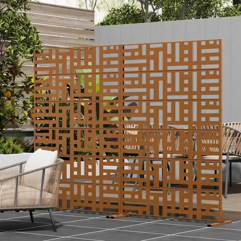 Paravent MAYEERTY Helen Street 01 Tôle Galvanisée Marron 183x119x41cm Lot de 6 pièces