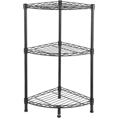 Étagère d'angle 3 niveaux Acekool, étagère de rangement rustique noire pour chambre, salon, bureau, cuisine, 35x35x80 cm