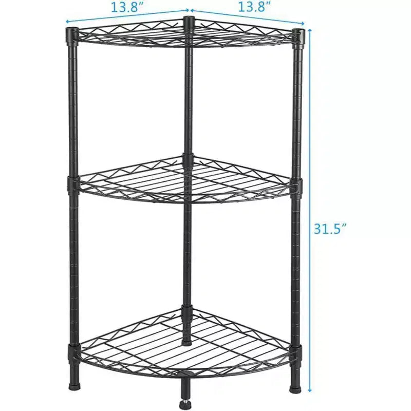 Étagère d'angle 3 niveaux Acekool, étagère de rangement rustique noire pour chambre, salon, bureau, cuisine, 35x35x80 cm