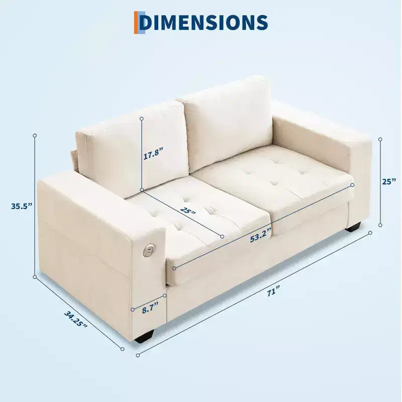 Grand canapé nuage 71, canapé chenille de style scandinave 93 livres, aucun assemblage requis et assise profonde