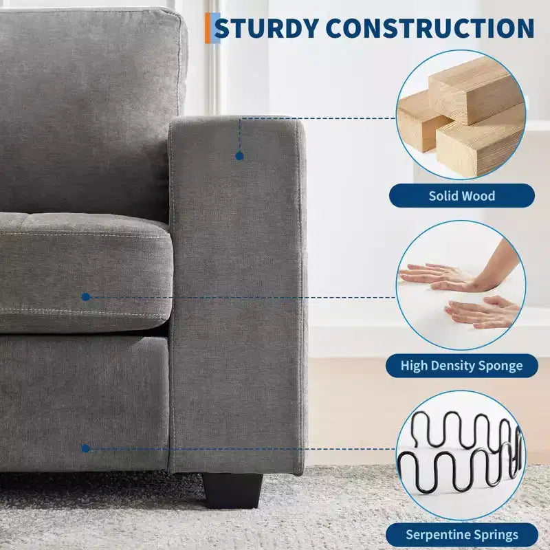 Grand canapé nuage 71, canapé chenille de style scandinave 93 livres, aucun assemblage requis et assise profonde