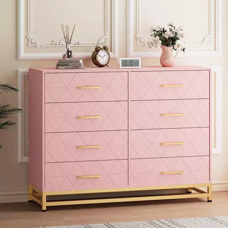 Commode de chambre à 8 tiroirs, Grande tour de rangement, Commode en bois avec 8 tiroirs de rangement pour chambre, Large avec organisateur de tiroirs