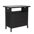 NAYSAYE Bar Serving Cart Outdoor Wicker Wine and Beverage Storage with Plastic Wood Top for Patio , Black, 35.43*19.69*35.43