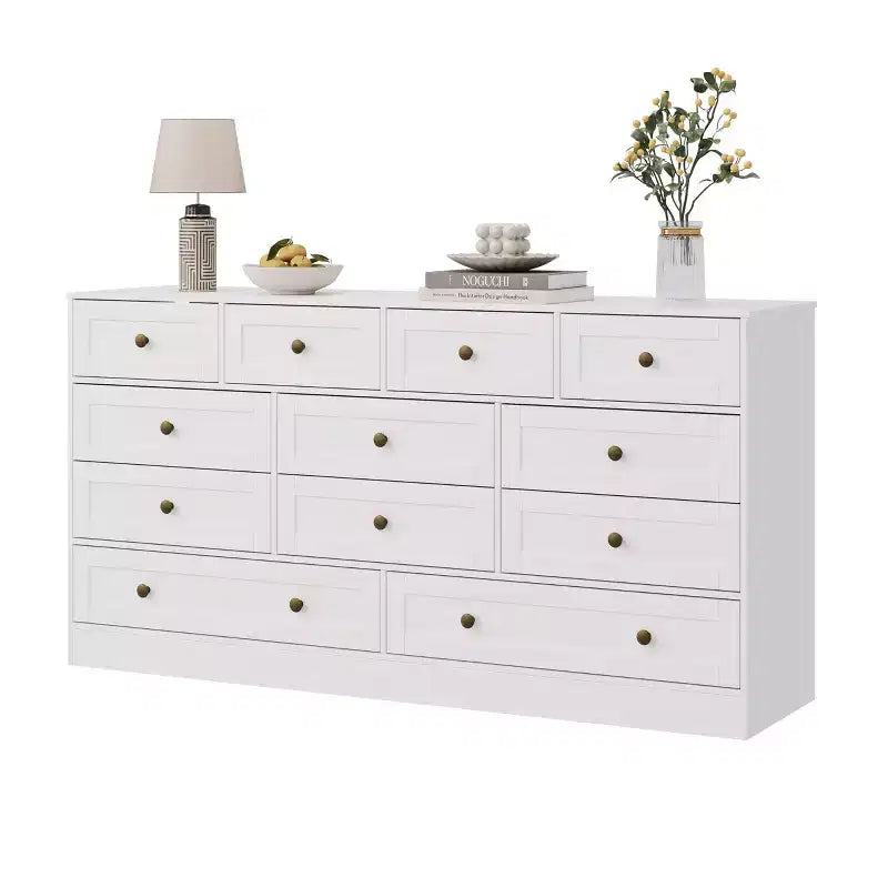 Commode en bois à 12 tiroirs pour chambre, Organisateur de rangement pour vêtements en bois pour salon, couloir, Meuble TV commode large et moderne