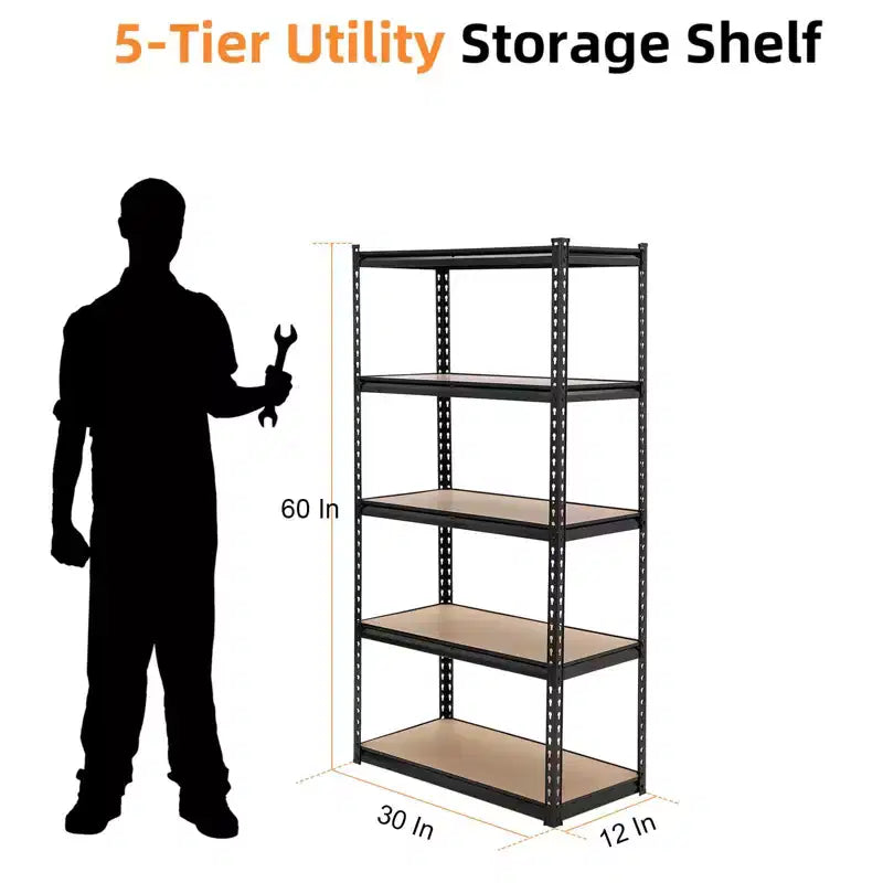 Étagères industrielles TROPOW à 5 niveaux C, 30x12x60 pouces, rayonnage de garage robuste avec capacité de 2000 livres