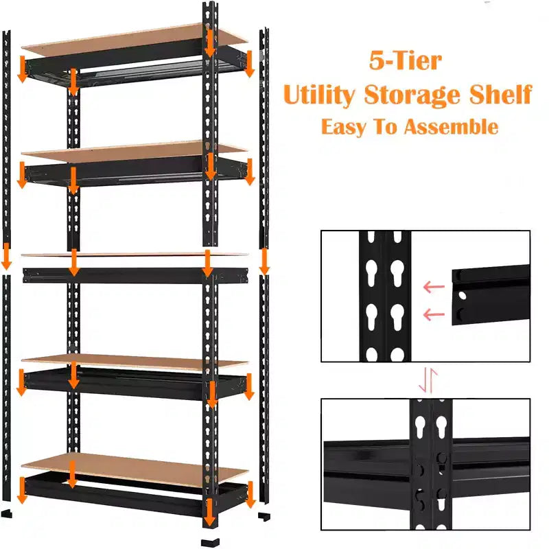 Étagères industrielles TROPOW à 5 niveaux C, 30x12x60 pouces, rayonnage de garage robuste avec capacité de 2000 livres