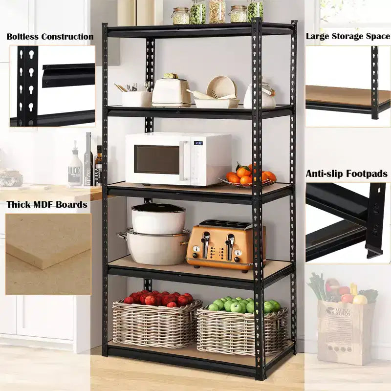 Étagères industrielles TROPOW à 5 niveaux C, 30x12x60 pouces, rayonnage de garage robuste avec capacité de 2000 livres