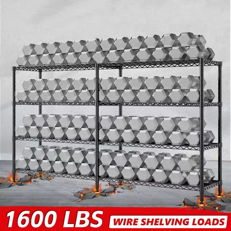 Étagère de rangement métallique robuste à 4 niveaux HOMDOX, 72W x 18D x 60H, étagères métalliques réglables en fil pour le rangement, unités d'étagères de rangement autoportantes de 1600 lb
