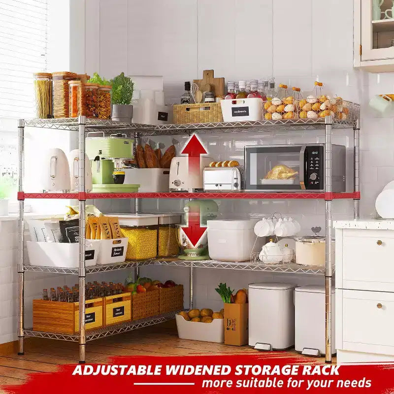 Étagère de rangement métallique robuste à 4 niveaux HOMDOX, 72W x 18D x 60H, étagères métalliques réglables en fil pour le rangement, unités d'étagères de rangement autoportantes de 1600 lb