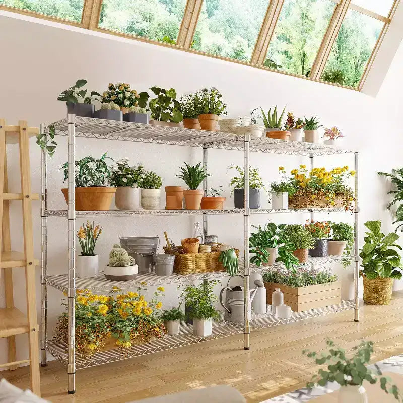 Étagère de rangement métallique robuste à 4 niveaux HOMDOX, 72W x 18D x 60H, étagères métalliques réglables en fil pour le rangement, unités d'étagères de rangement autoportantes de 1600 lb