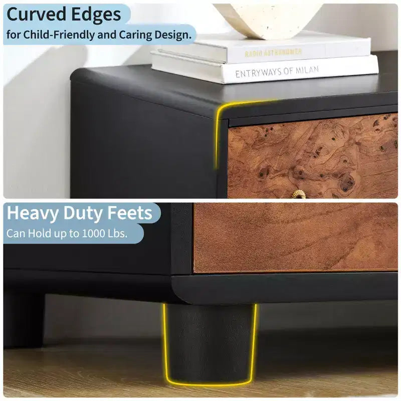 Commode à 5 tiroirs pour chambre à coucher, organisateur de rangement avec double poignée rustique, commode en bois meuble TV, commode pour placard, salon, couloir