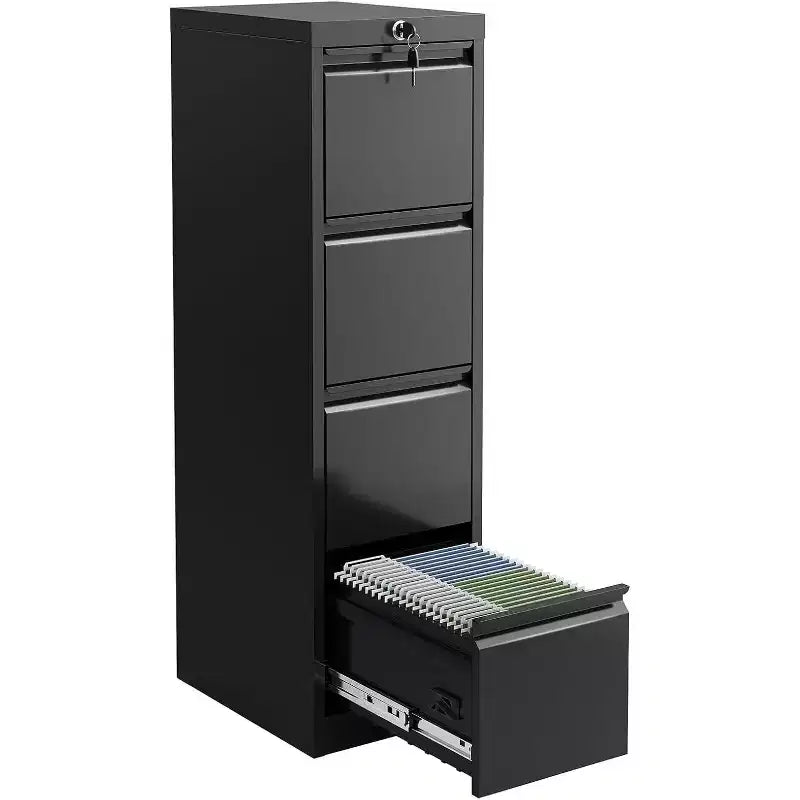 Acekool Classeur vertical à 4 tiroirs avec serrure, armoire de classement en métal pour bureau à domicile, dossiers suspendus A4/Lettre/Légal