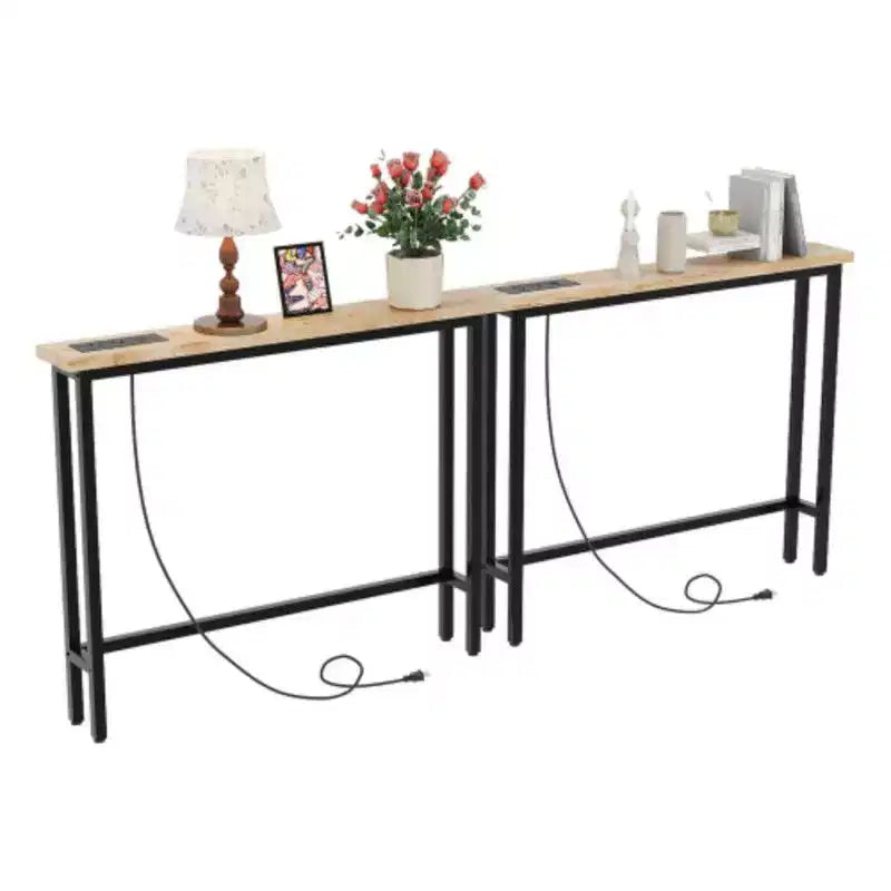 Table d'entrée de 200 * 15 * 79 cm avec prise de courant, ensemble 2 pièces triamine + fer