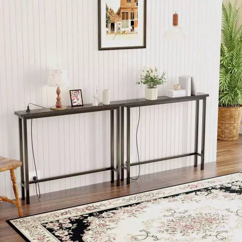 Table d'entrée de 200 * 15 * 79 cm avec prise de courant, ensemble 2 pièces triamine + fer