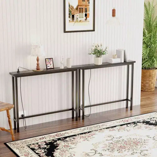 Table d'entrée de 200 * 15 * 79 cm avec prise de courant, ensemble 2 pièces triamine + fer