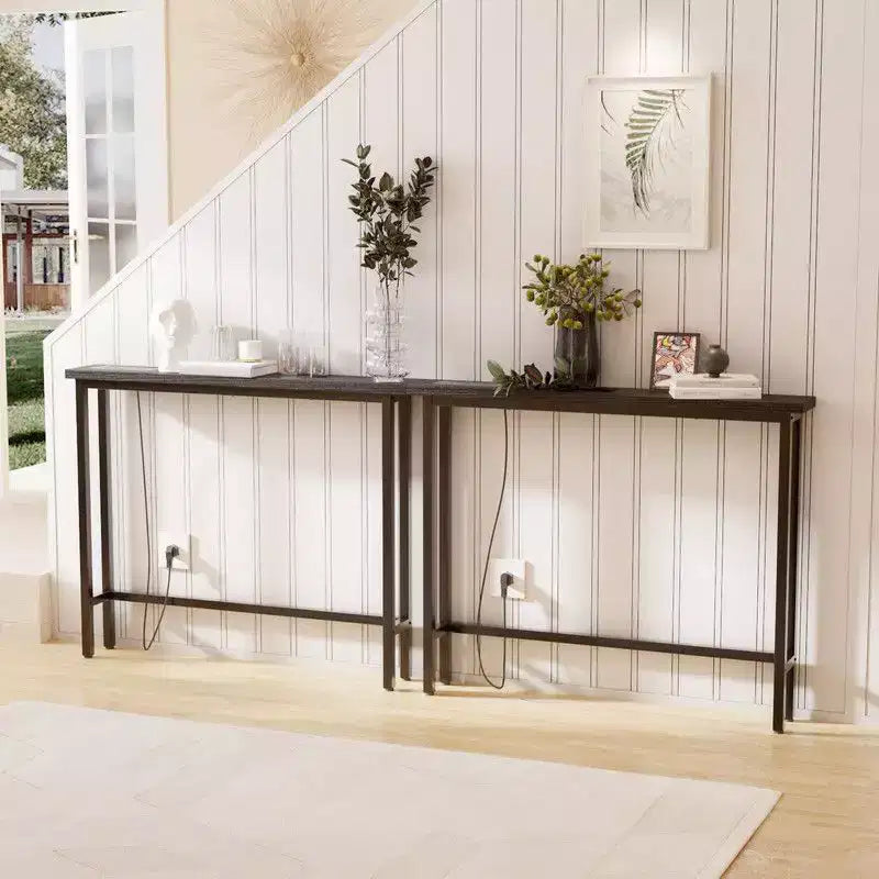Table d'entrée de 200 * 15 * 79 cm avec prise de courant, ensemble 2 pièces triamine + fer