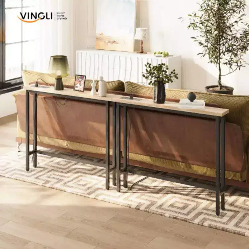 Table d'entrée de 200 * 15 * 79 cm avec prise de courant, ensemble 2 pièces triamine + fer