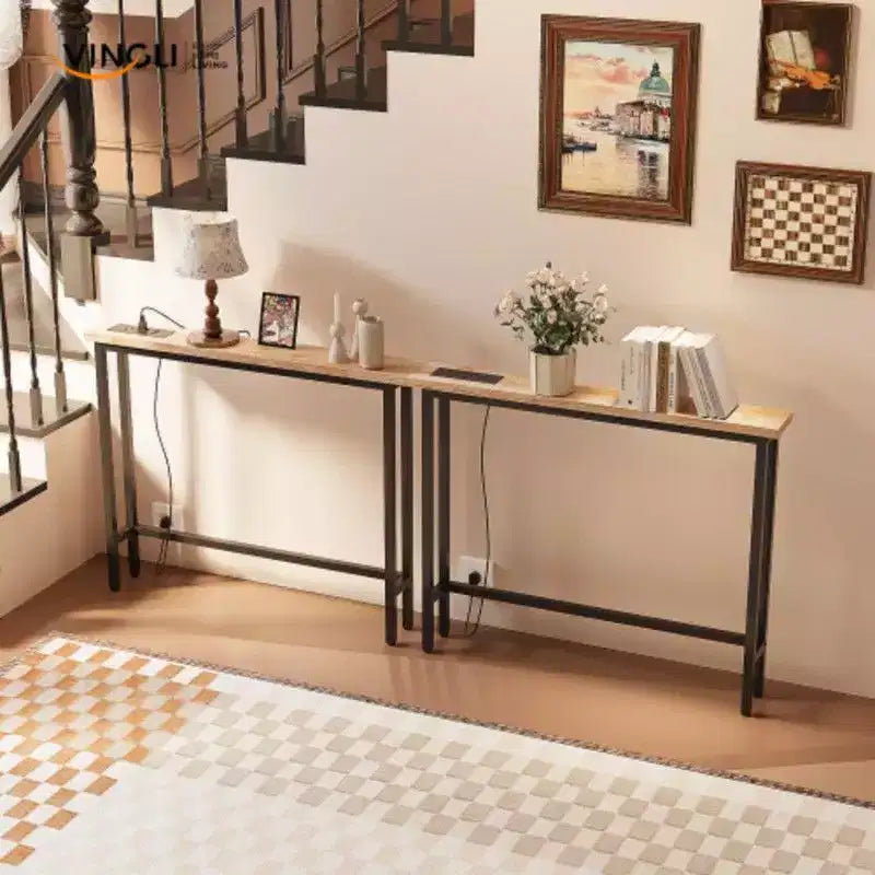 Table d'entrée de 200 * 15 * 79 cm avec prise de courant, ensemble 2 pièces triamine + fer