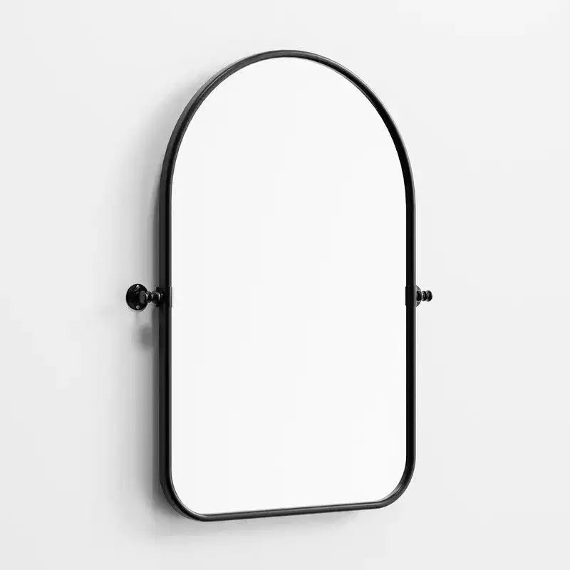 PexFix 36 x 24 Miroir mural pivotant en fer arche noir, inclinable, encadrement métallique réglable pour chambre à coucher et salon