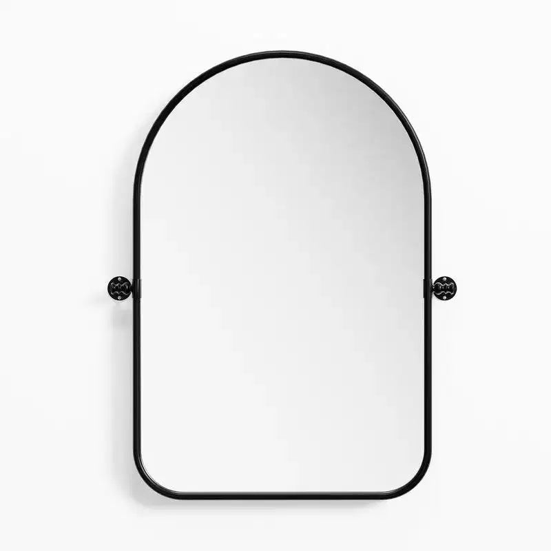 PexFix 36 x 24 Miroir mural pivotant en fer arche noir, inclinable, encadrement métallique réglable pour chambre à coucher et salon