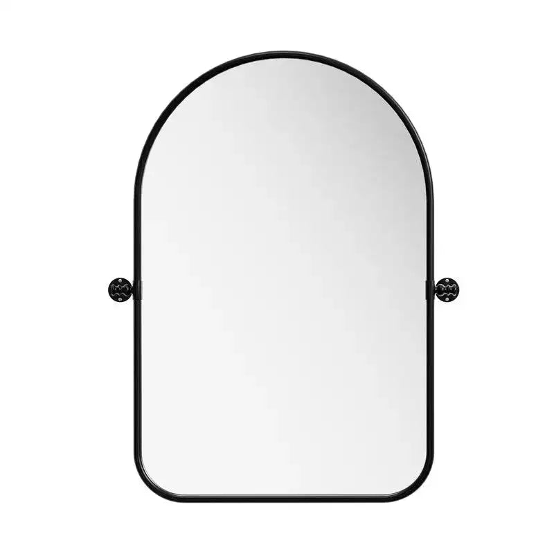 PexFix 36 x 24 Miroir mural pivotant en fer arche noir, inclinable, encadrement métallique réglable pour chambre à coucher et salon