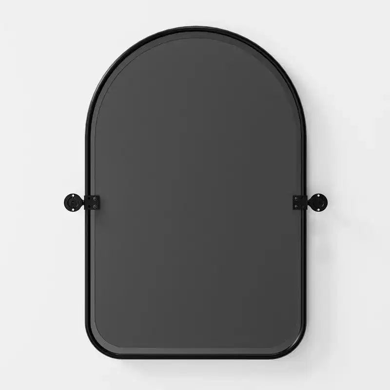 PexFix 36 x 24 Miroir mural pivotant en fer arche noir, inclinable, encadrement métallique réglable pour chambre à coucher et salon