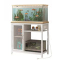 Fish Tank Stand with Power Outlets, 40-50 Gallon Metal Aquarium Stand with Cabinet for Fish Tank Accessories Storage