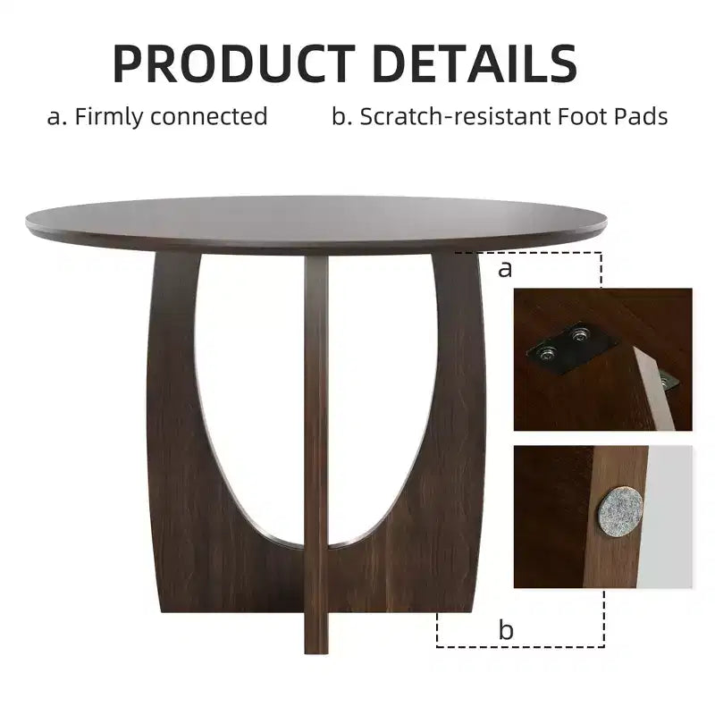 Table de salle à manger/de cuisine ronde de 42 pouces avec piédestal entrecroisé
