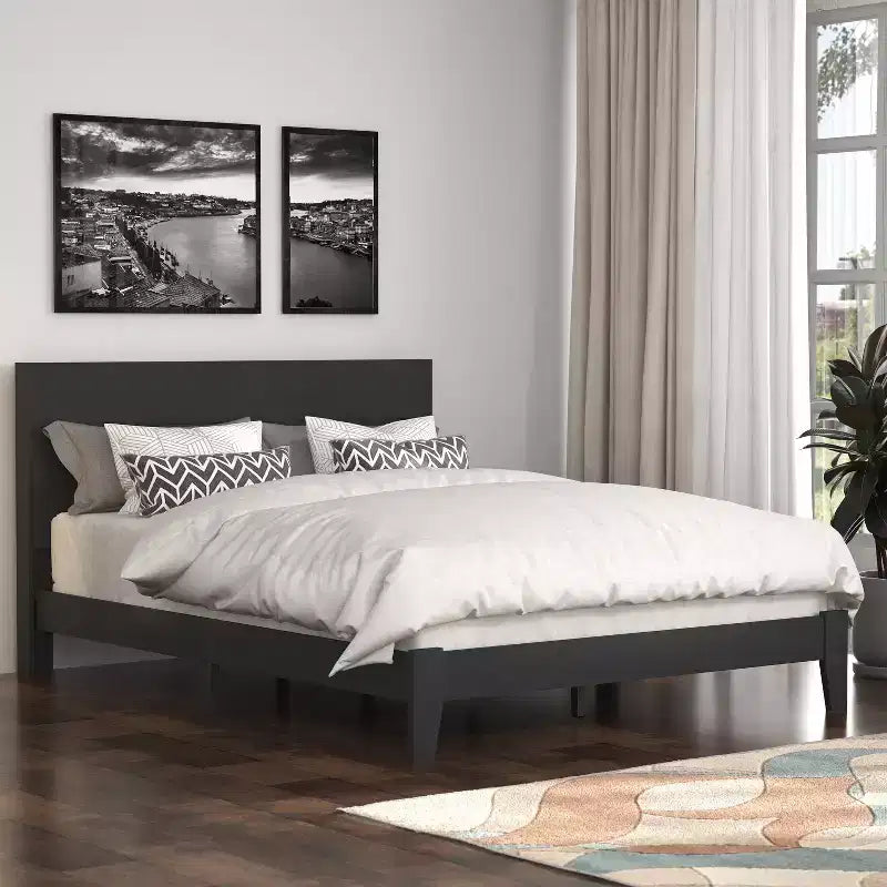 Lit plateforme Galano Payne Queen avec tête de lit Noir