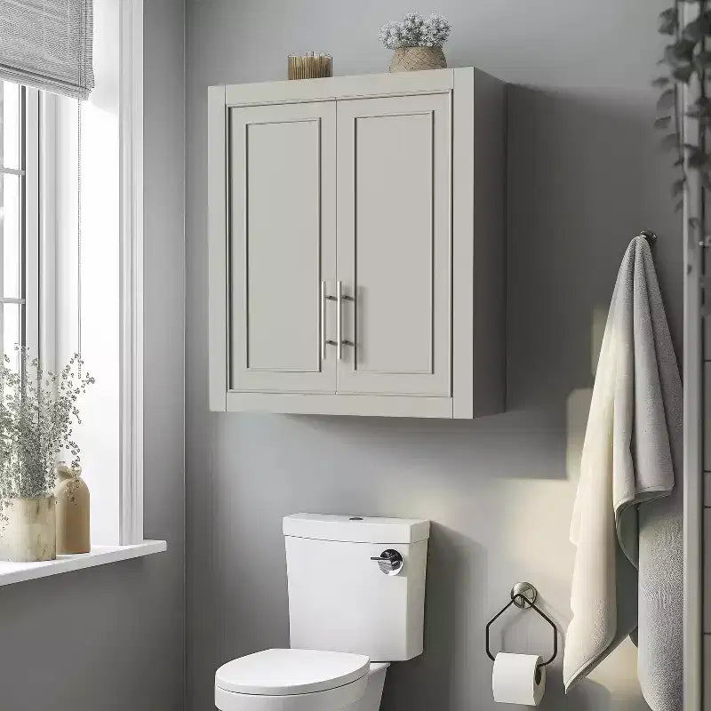 MAYEERTY Armoire de Rangement de Salle de Bain en Bois, Meuble Mural pour la Maison, Petits Espaces, Gris, 66 x 56 x 20 cm