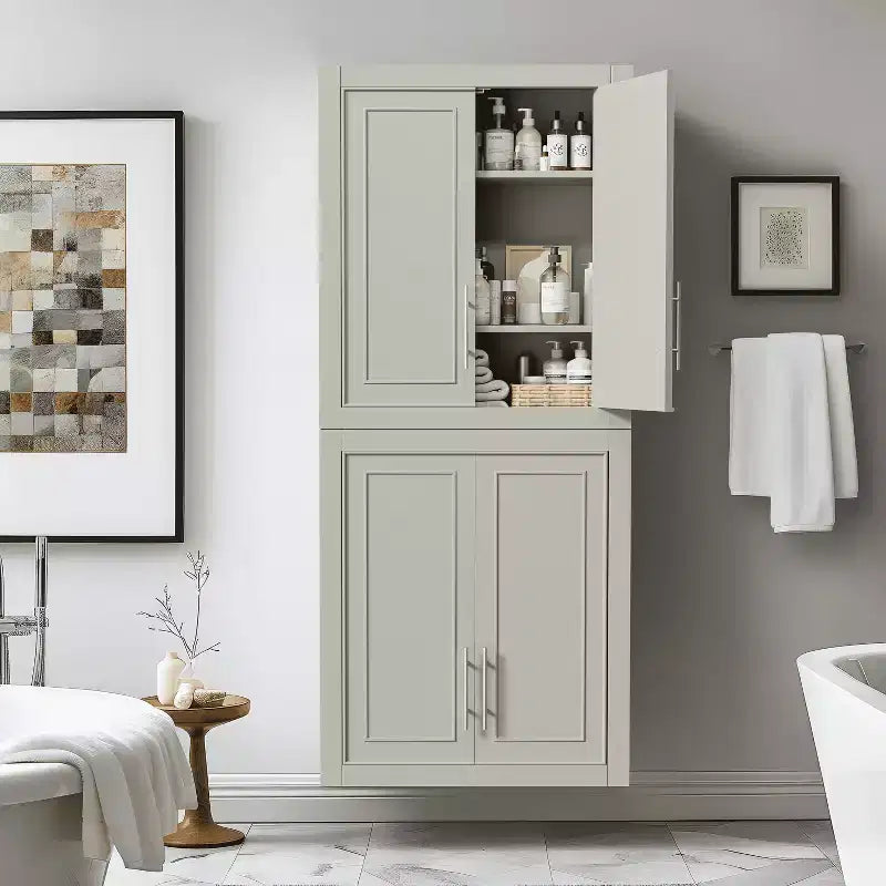 MAYEERTY Armoire de Rangement de Salle de Bain en Bois, Meuble Mural pour la Maison, Petits Espaces, Gris, 66 x 56 x 20 cm