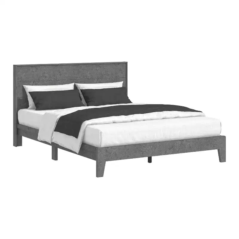 Lit de luxe Galano Queen Payne avec tête de lit – Gris froid béton
