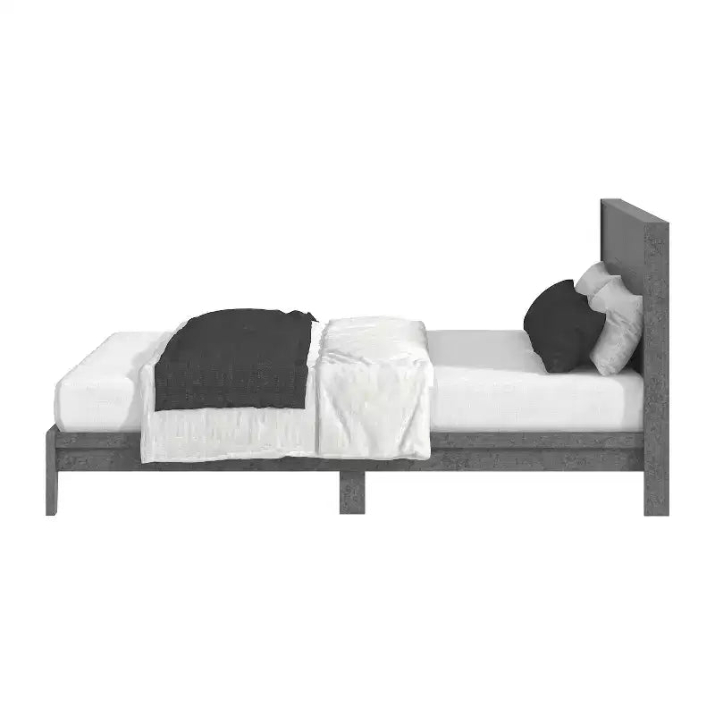 Lit de luxe Galano Queen Payne avec tête de lit – Gris froid béton